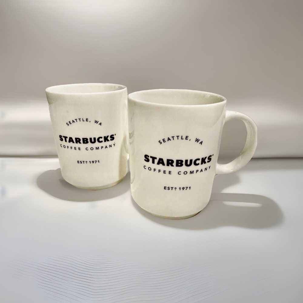 Starbucks Mugs Set Of 2 White With EST. 1971
